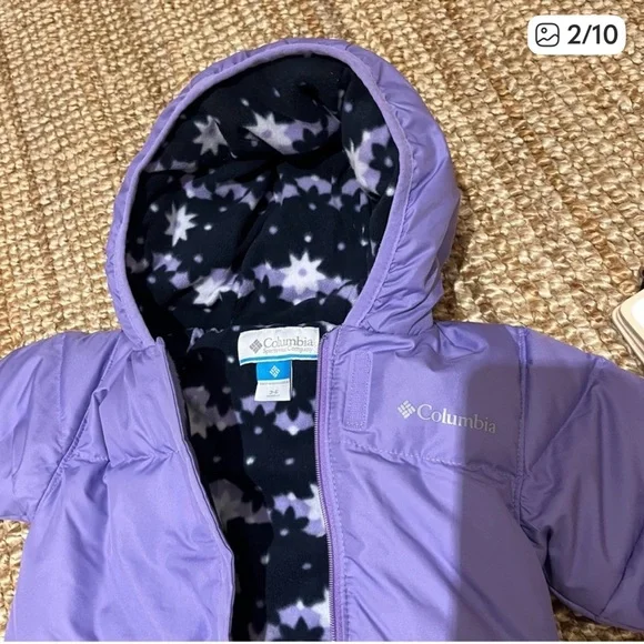 NWT Columbia Black and Purple Baby Snowsuit with Star Pattern , Sz 3-6m - Picture 2 of 7